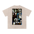 Beige oversize t-shirt with representation of the Apostles on the back