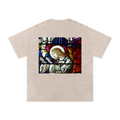 Beige oversize t-shirt with representation of an Angel in the back