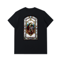 Heavyweight black t shirt representing the Archangel St Michel fighting the devil
