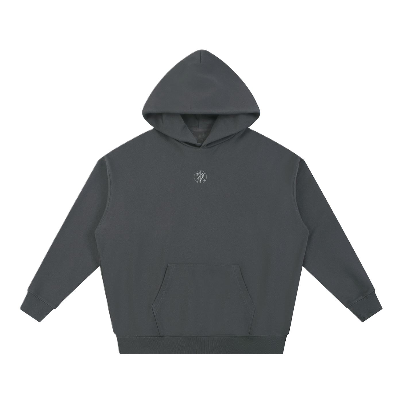 Front of a plain Dark Gray hoodie