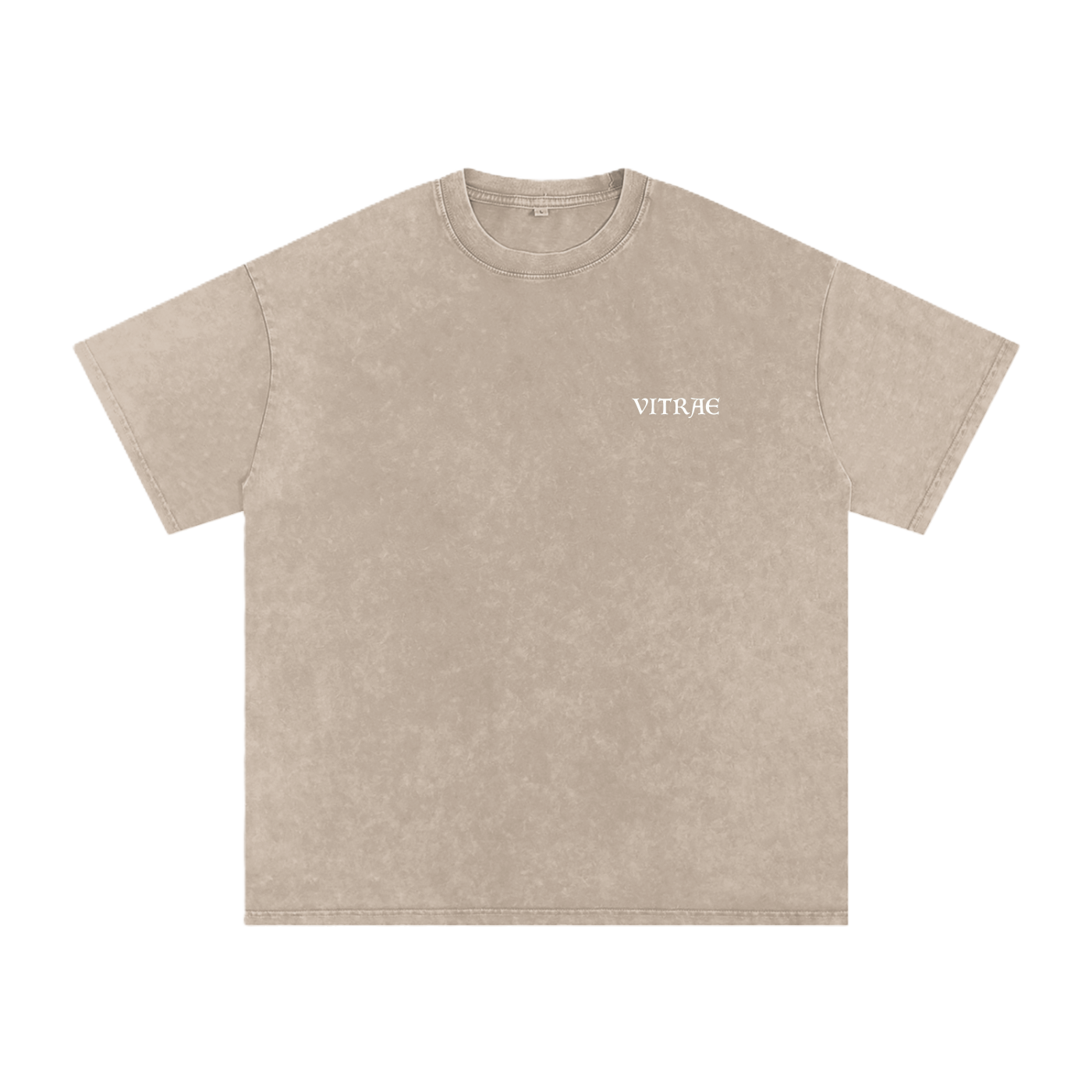 Beige washed oversize t-shirt with simple plain beige front
